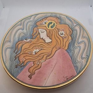 Veneto Flair La Belle Femme Series Lily Plate V Tiziano Hand Painted Italy #2463